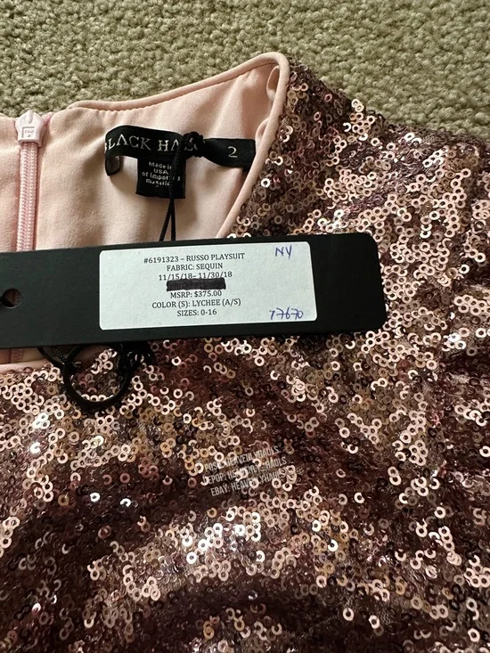 Summer Party Fairycore Sequin Puff Sleeve Playsuit Sz 2 Rose Metallic NWT - Picture 6 of 7